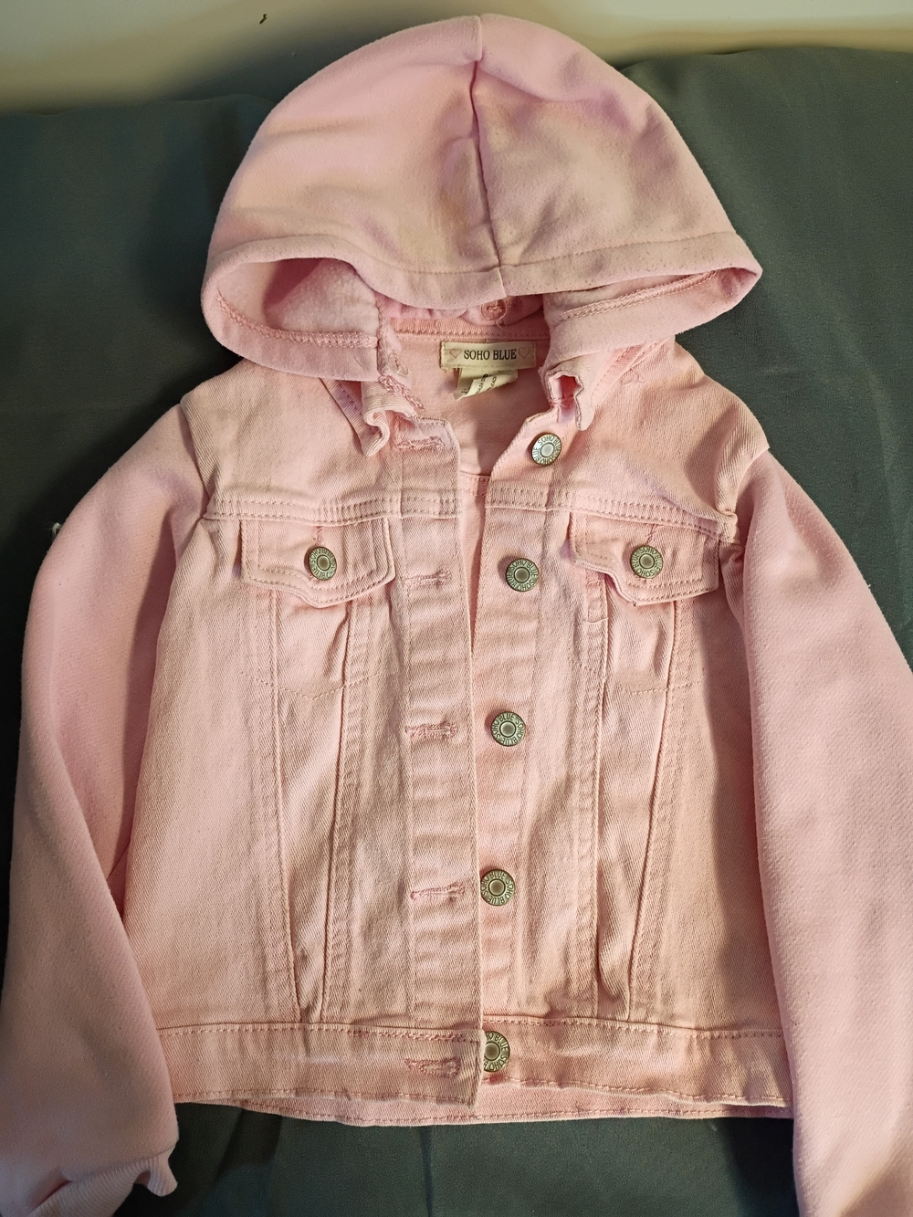 Soho Pink Hooded Denim Jacket for Kids